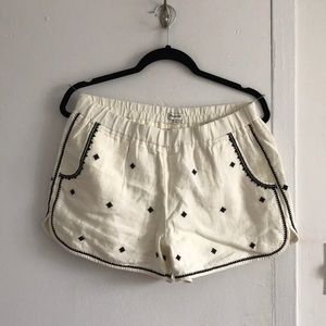 Madewell Linen Embroidered Pull-On Short